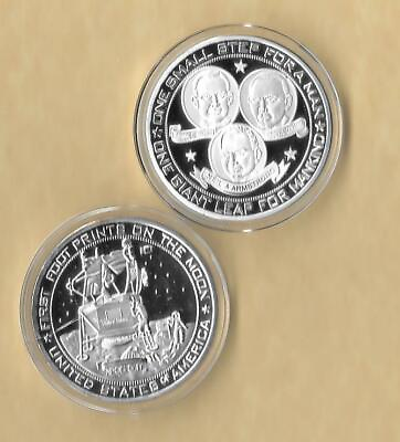 #ad Apollo 11 Moon Landing One Small Step For Man Armstrong Aldrin Silver Coin $10.00