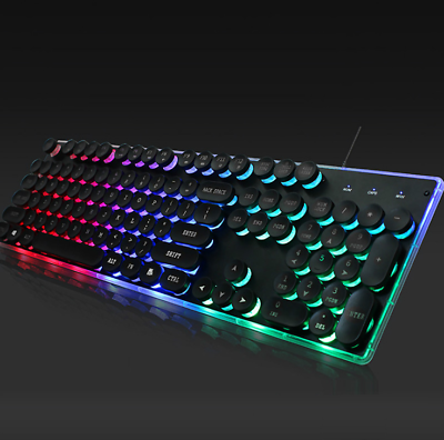 #ad Punk style wired keyboard computer universal USB luminous game keyboard $26.70