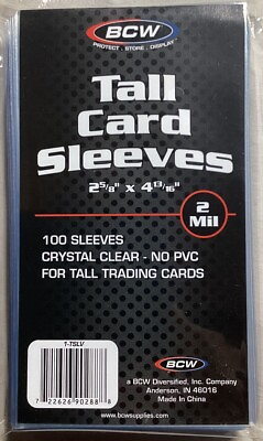 #ad BCW Tall Card Sleeves 1 Pack of 100 for Standard Cards With Tracking $3.75