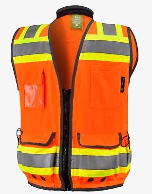 #ad Orange Class 2 Heavy Duty Two Tone Engineer Vest $18.99