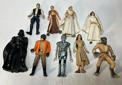 #ad 9 Star Wars figurines Kenner 1997 1998 Vader Han Droid POTF Leia Organa $12.00