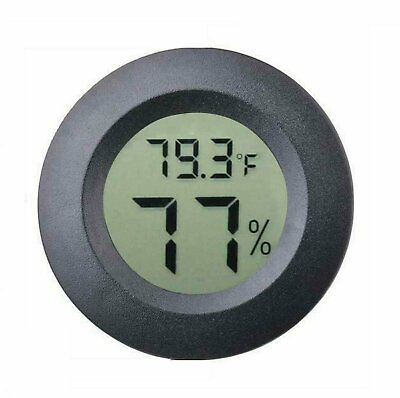 #ad Digital Cigar Humidor Hygrometer Thermometer Temperature Round Black Gauge New $5.98