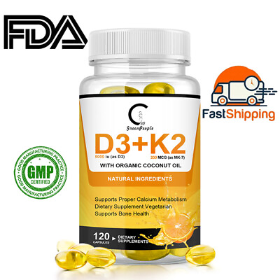 #ad 120Pills Healthy Heart amp; Immune HealthVitamin K2D3 Supplement Strong Bones $21.52