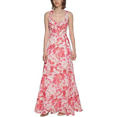 #ad Calvin Klein Womens White Floral Print Maxi Evening Dress Gown 8 BHFO 1265 $56.20
