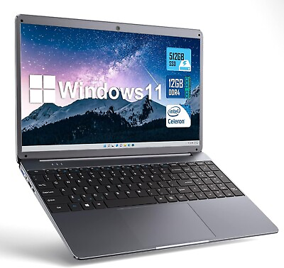 #ad SGIN Laptop 12GB RAM 512GB SSD 15.6quot; Intel Celeron Quad Core 2.9 GHz HD 1080P $226.75