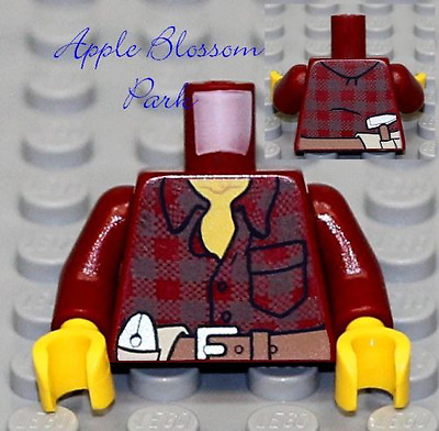 #ad NEW Lego City Worker Male Boy MINIFIG TORSO Dark Red Shirt w Miner Tool Belt $3.99