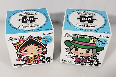 #ad Alice in WonderlandMad Hatter amp; Queen of Hearts 100 Piece 2 Puzzles 10x10NEW $11.99