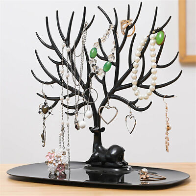 #ad Deer Tree Jewelry Stand Display Rack Portable Necklace Earring Organizer Holder $8.60