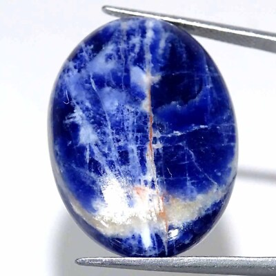 #ad 29.80Cts Natural Blue Sodalite Oval CabochonLoose Gemstone 22x30x6mm $6.99