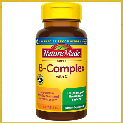 #ad SUPER B COMPLEX Vitamin C B1 B2 B3 B6 Folic Acid B12 Boost Energy Antioxidant US $7.29