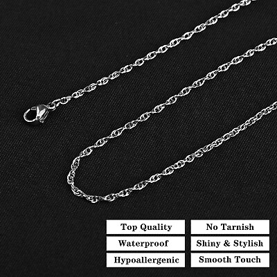 #ad Mens Womens Stainless Steel Chain Silver Curb Link Necklace 17quot; 19quot; 1.5 2.5mm $6.99