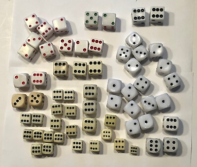 #ad Large Collection Of Over 60 White amp; Creme 1 2” 5 8” Dice Many Pairs $29.00