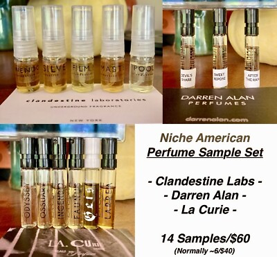 #ad Niche American Perfume 14 Sample Bundle Clandestine Labs Darren Alan La Curie $59.99