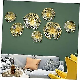 #ad Gold Wall Decor Living Room 7PCS Hollow Lotus Leaf Metal 7PCS Gold Wall Decor $63.98