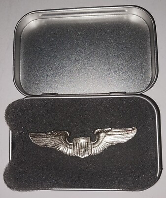 #ad WWII US Air Force Full Size 3” Pilot Wings in Tin Gift Box $24.99