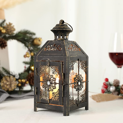 #ad JHY DESIGN Decorative Lantern 9.5quot; High Metal Candle Lantern Vintage Style for $28.18