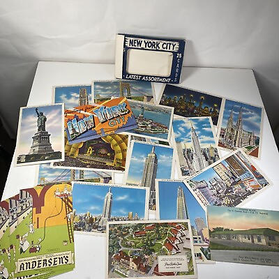 #ad Lot Of 20 Vintage New York Postcards Scenery Skyline Statue Of Liberty Motel Etc $24.95