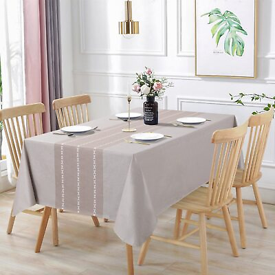 #ad 100% Waterproof Rectangle PVC Tablecloth Vinyl Table Cloth Cover with Flanne... $12.14