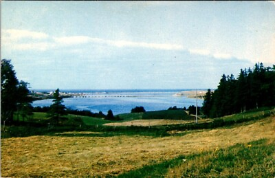 #ad Margaree Harbor Cape Breton Island Nova Scotia Canada Post card Water Pine trees $4.75