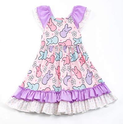 #ad NEW Boutique Easter Bunny Peeps Girls Sleeveless Dress $16.99