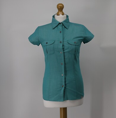 #ad THE NORTH FACE LADIES TURQUOISE BLUE HALF SLEEVE BUTTON SHIRT BLOUSE RRP £45 GBP 13.21