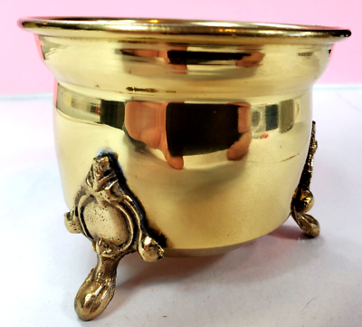 #ad Vintage Brass Cauldron Brass Plant Pot Footed Witches Cauldron $35.99
