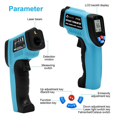 #ad Infrared Thermometer LCD Laser Temperature Gun IR Temp Meter Non contact Digital $13.89