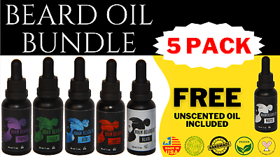 #ad 5 PACK ORGANIC BEARD OIL Hand Made in USA FREE EXTRA BOTTLE INCLUDED $30.00
