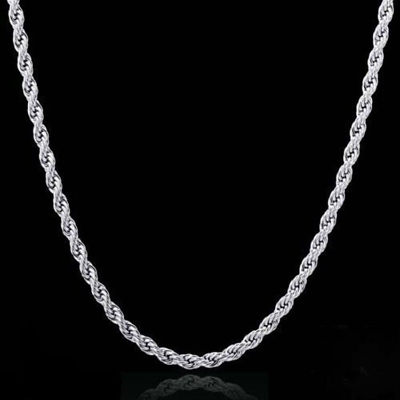 #ad Italian Solid Sterling Silver Rope Link Chain Necklace 925 Silver Chain UNISEX $12.99