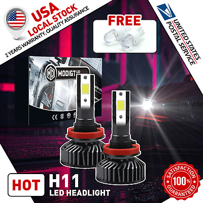 #ad MGT H11 LED Headlight Bulb Low Beam with Fan 6000K Pure White Plug Play 2pcs $11.39