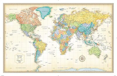 #ad Rand McNally Classic Edition World Wall Map – Laminated Rolled –... $36.76