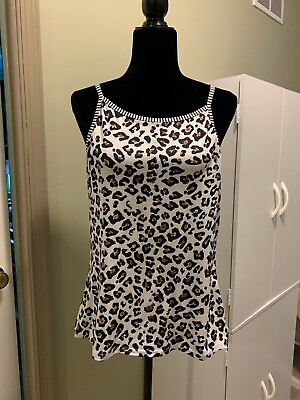 #ad Womens Leopard Print Sleeveless Tank Top Thin Straps Size XXL FITS LIKE A LARGE $8.99