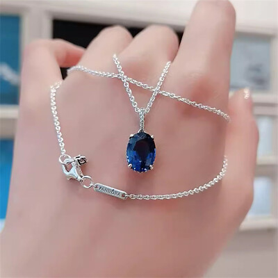 #ad New 925 Sterling Silver Sparkling Statement Halo Necklace 45cm 17.7quot; $31.34
