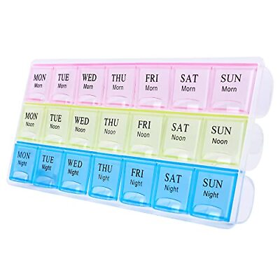#ad Large Weekly Pill Organizer 3 Times A Day Moisture Proof 7 Day Pill Box Trave $10.76