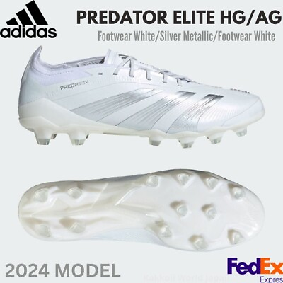 #ad adidas Soccer Cleats PREDATOR ELITE HG AG Footwear White Silver Metallic IG5423 $180.03