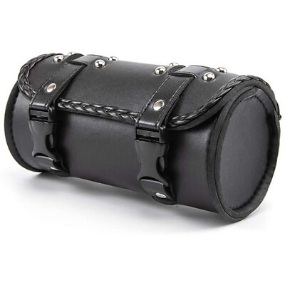 #ad Motorcycle Fork Bag PU Leather Bicycle Handlebar Tool Pouch Sissy Bar Roll6026 $17.49