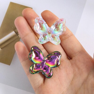 #ad 2PCS Iridescent Butterfly Crystal Suncatcher for Windows Hanging Pendant Prism $6.90