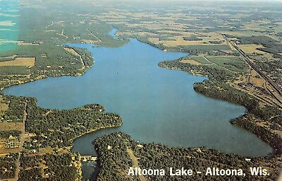 #ad Altoona WI Wisconsin Train Railroad Railway Station Depot Aerial Vtg Postcard V5 $4.40