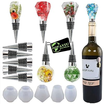 #ad JIOFAVIU 5Pcs Wine Bottle Stopper Epoxy Resin Molds with 5Pcs Metal Stoppers $17.55