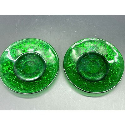 #ad Anchor Hocking Vintage Green Glass Small Dishes Emerald Green Set of 2 $13.80