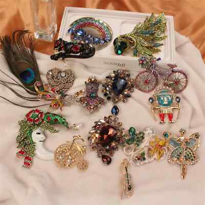 #ad Charming Vintage Peacock Rainbow Bear Fairy Brooches Baroque Palace Corsage Pin $6.29