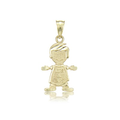 #ad 14K Solid Yellow Gold It#x27;s A Boy Pendant Polished Necklace Charm Child Baby $79.40