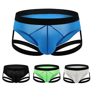 #ad Mens Sexy Boxer Briefs Ice Silk Bandage Briefs Transparent U Convex Pouch Undies $7.39