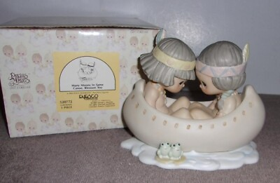 #ad Vintage 1988 Precious Moments 520772 Many Moons in Same Canoe Blessum You w Box $50.00