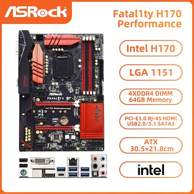 #ad ASRock Fatal1ty H170 Performance Motherboard ATX Intel H170 LGA1151 DDR4 64GB $103.99