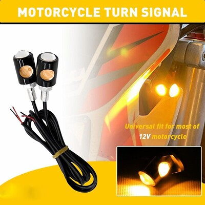 #ad 2 Pcs Universal Motorcycle LED Amber Turn Bike Signal Indicators Blinker Lights $5.99