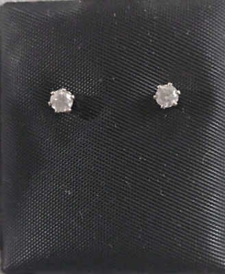 #ad Real diamond earrings stud pre owned 925 silver post $29.99