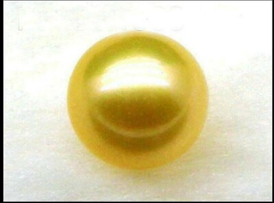 #ad Top AAAA 10mm Natural yellow round loose south sea half drilled single pearl $35.00