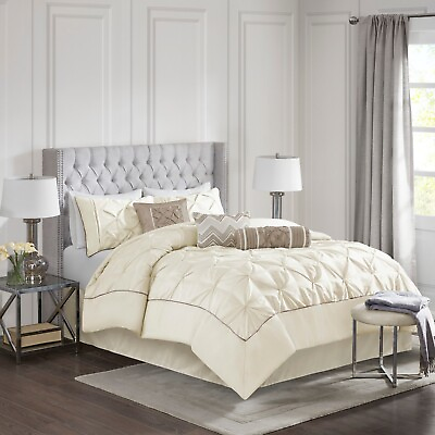 #ad Madison Park Laurel 7 Piece Embroidery Tufted Comforter Set Full Queen King Size $98.99