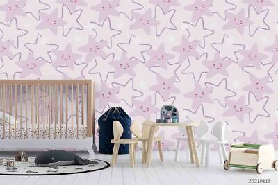 #ad 3D Lavender Star Cartoon Wallpaper Wall Mural Removable Self adhesive 441 AU $314.99